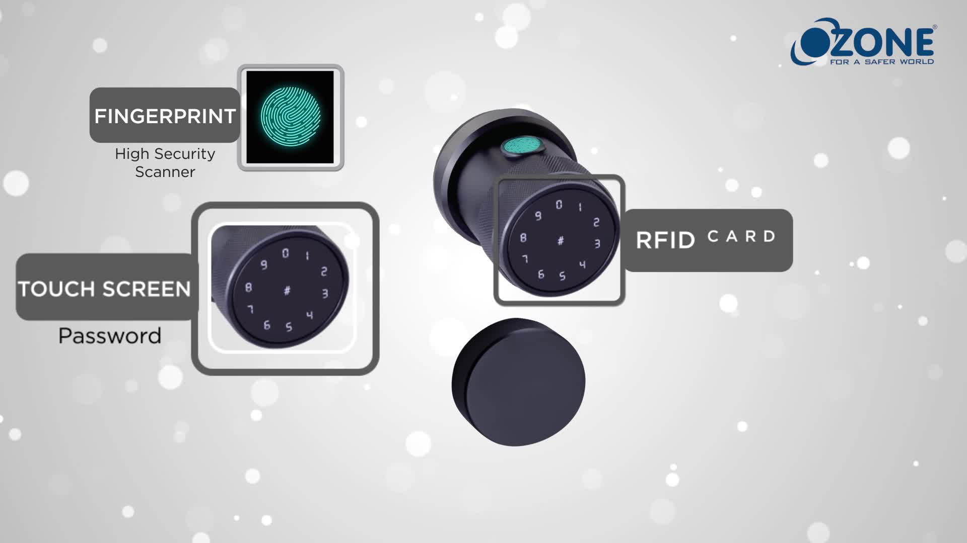 Ozone Smart Digital Door Lock Oracle OZ-FDL-11-RBL; Circular; 24